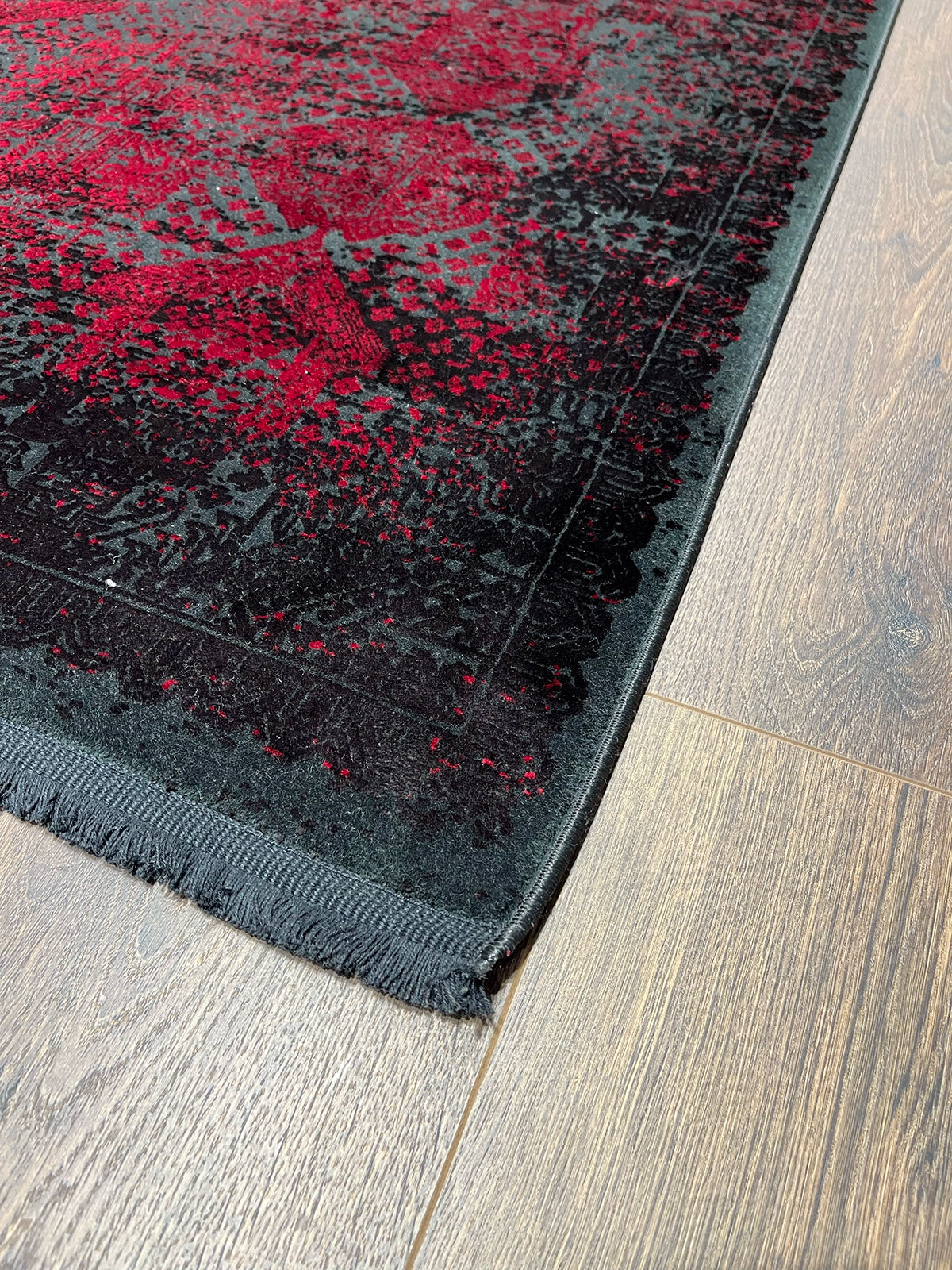 Eskitme Desen Kırmızı Bambu Özel Tezgah Halısı