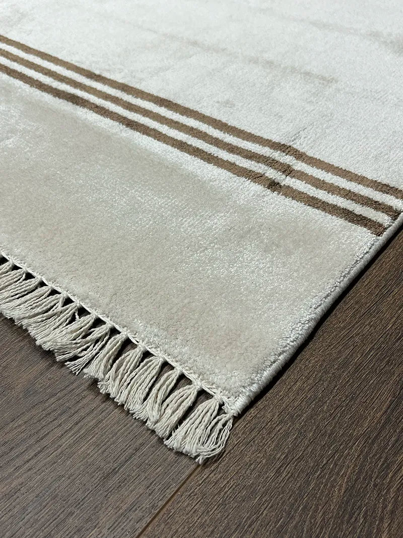 Modern Çizgili Kahverengi Bambu Özel Tezgah Halısı