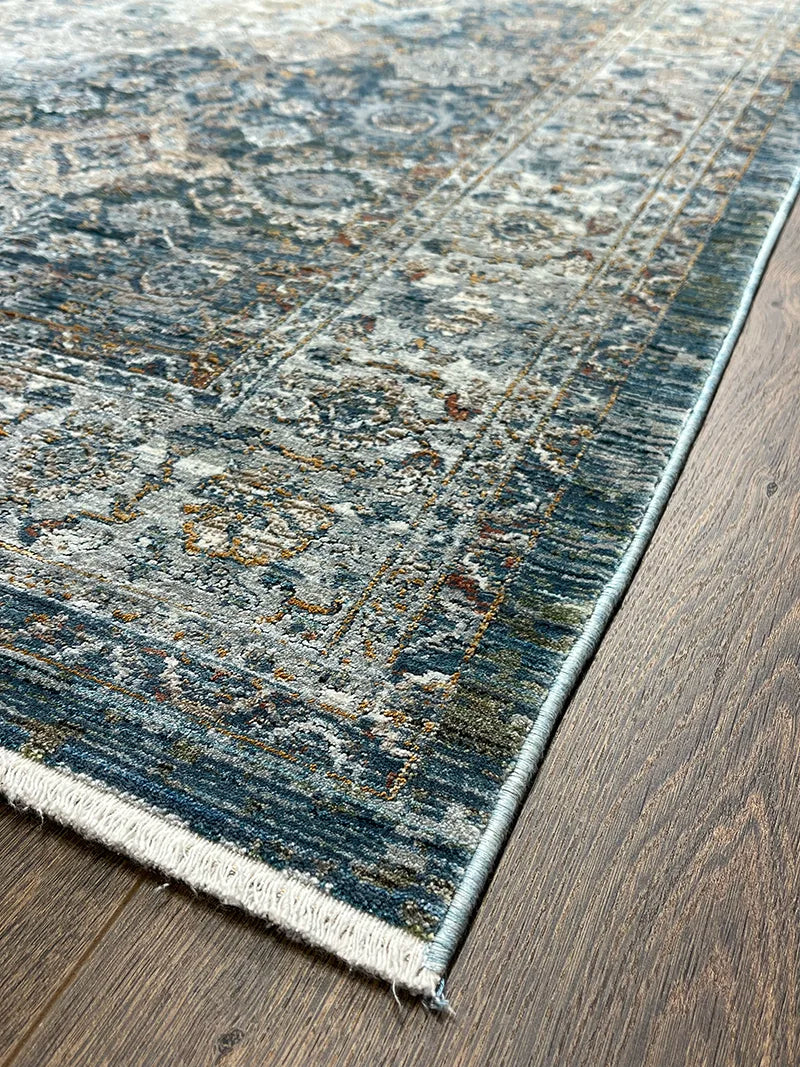 Anadolu Desenli Mavi Bambu Özel Tezgah Halısı