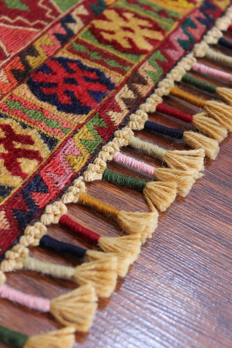 El Dokuma Afgan Berceste Renkli Yün Kilim