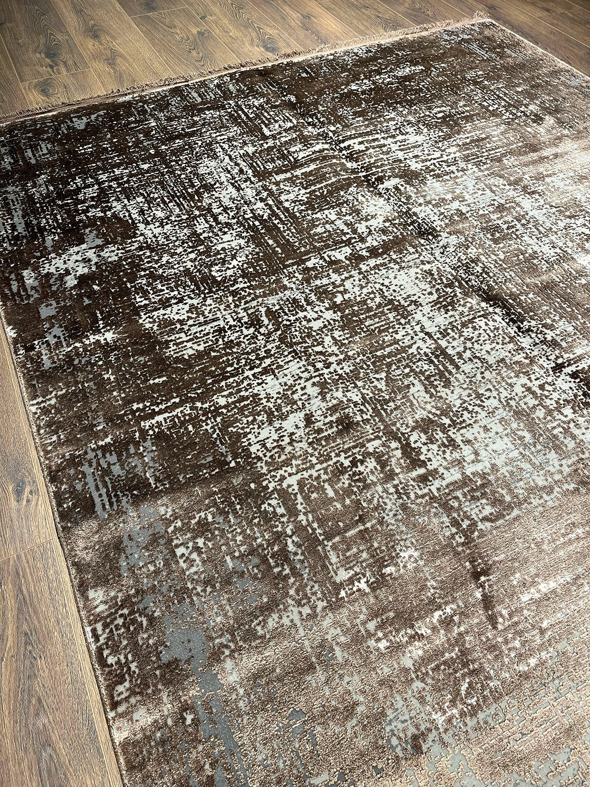 Eskitme Desen Kahve Bambu Özel Tezgah Halısı