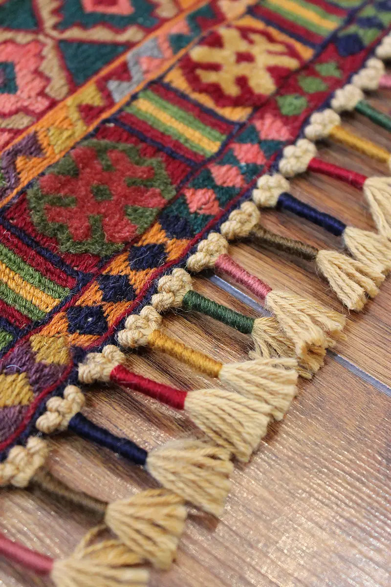 El Dokuma Afgan Berceste Renkli Yün Kilim