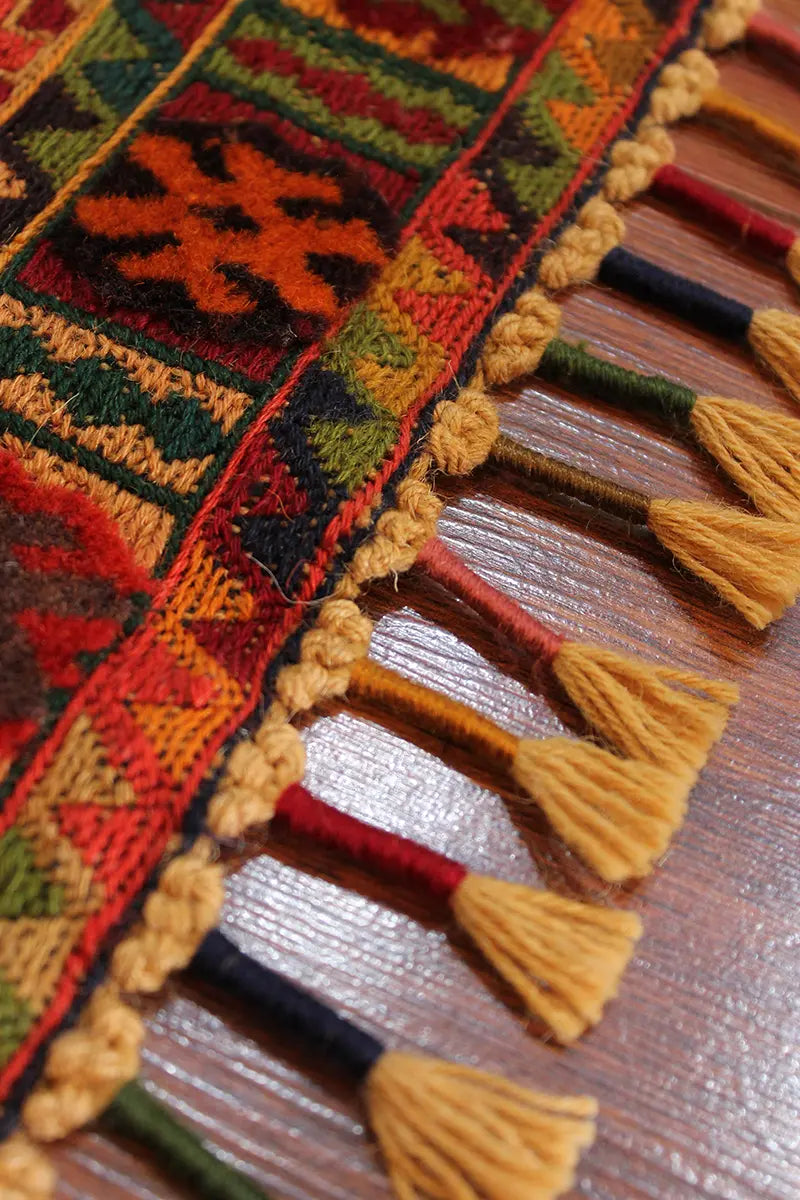 El Dokuma Afgan Berceste Renkli Yün Kilim