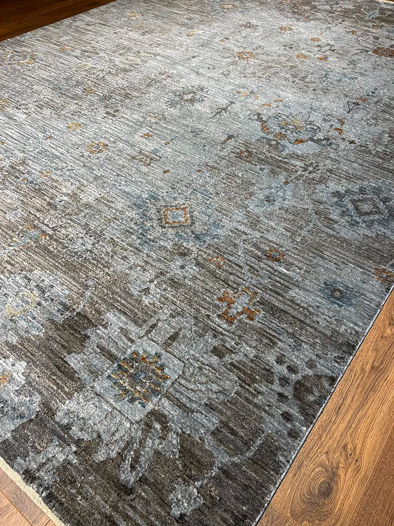 Woolknot Ametist Vintage Desen Mavi Makine Halısı