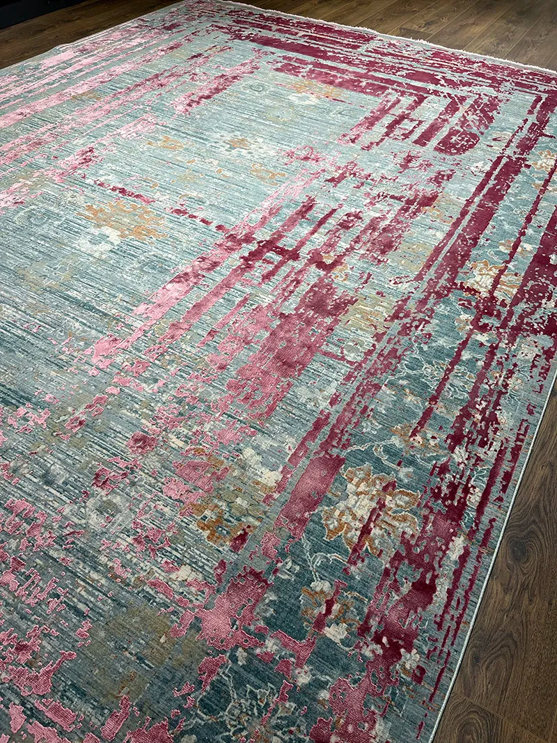 Uşak Desenli Pembe Bambu Özel Tezgah Halısı