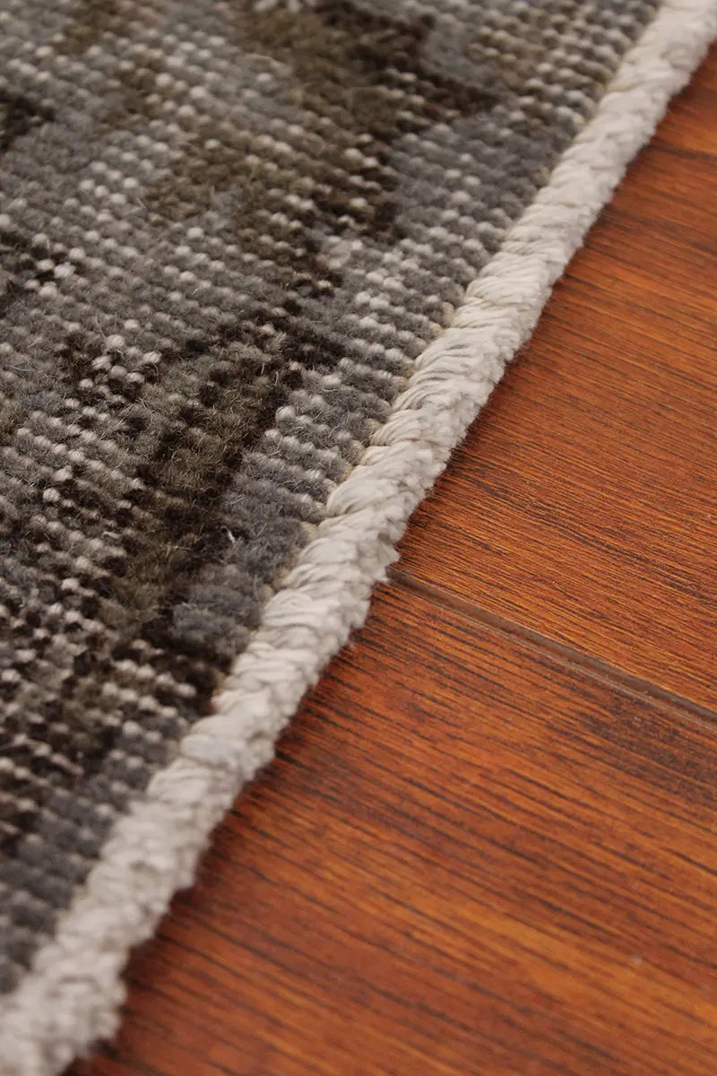 El Dokuma Gri Vintage Halı