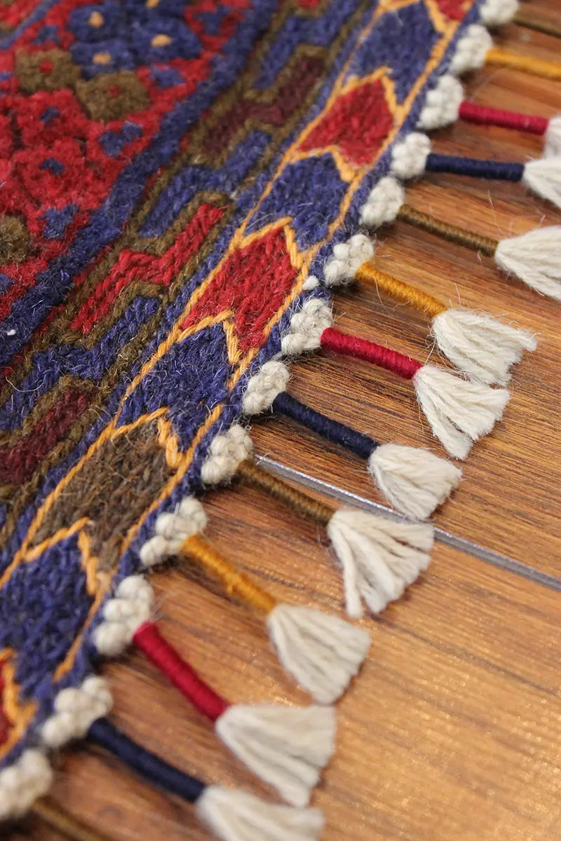 El Dokuma Afgan Berceste Kırmızı Yün Kilim