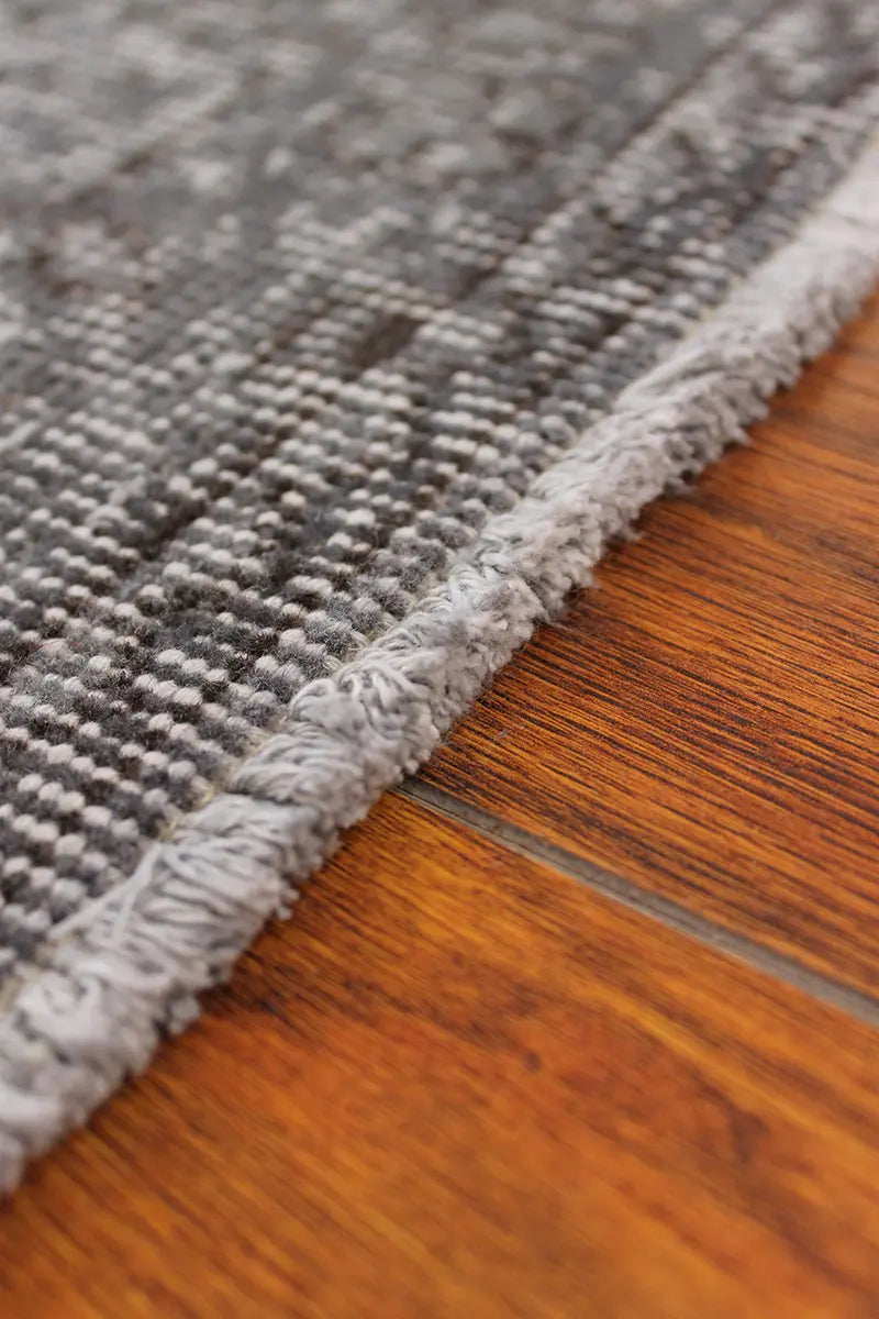 El Dokuma Gri Vintage Halı