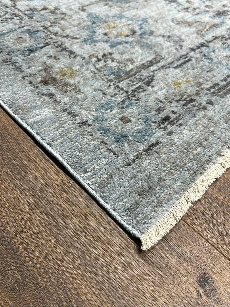 Woolknot Ametist Vintage Desen Gri Makine Halısı