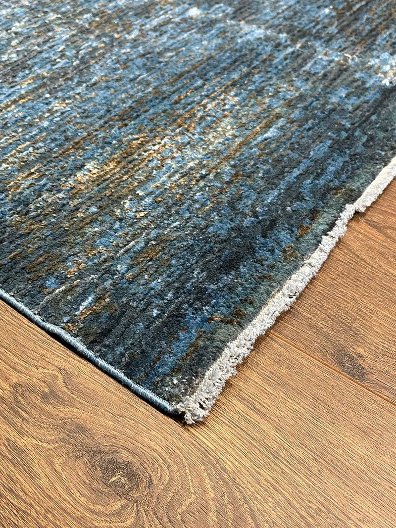 Woolknot Ametist Vintage Desen Mavi Makine Halısı