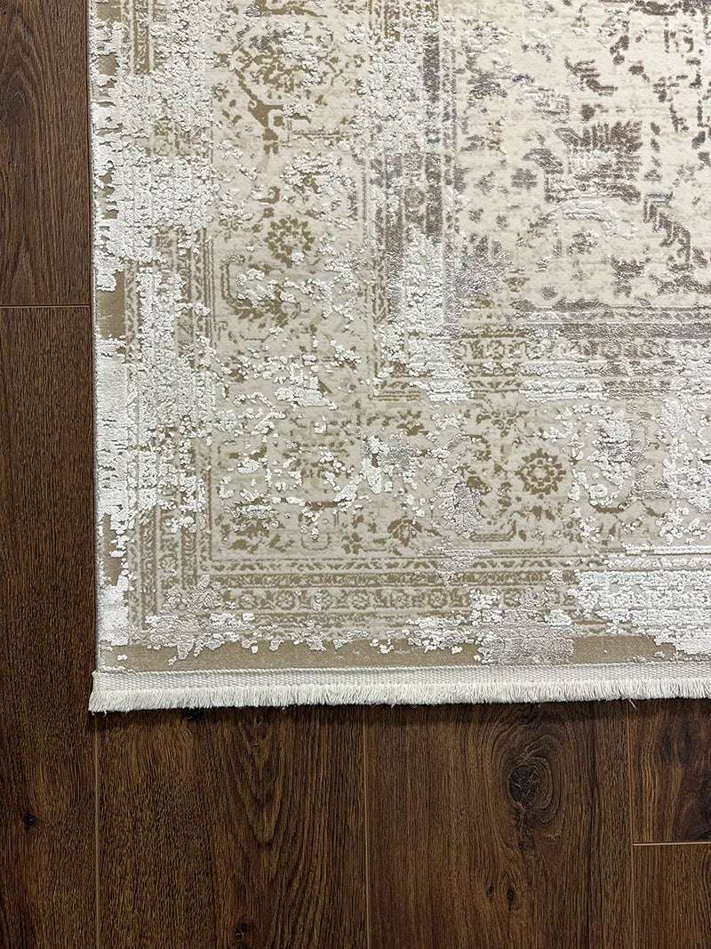 Olimpos Serisi Eskitme Desen Bej Bambu Özel Tezgah Halısı