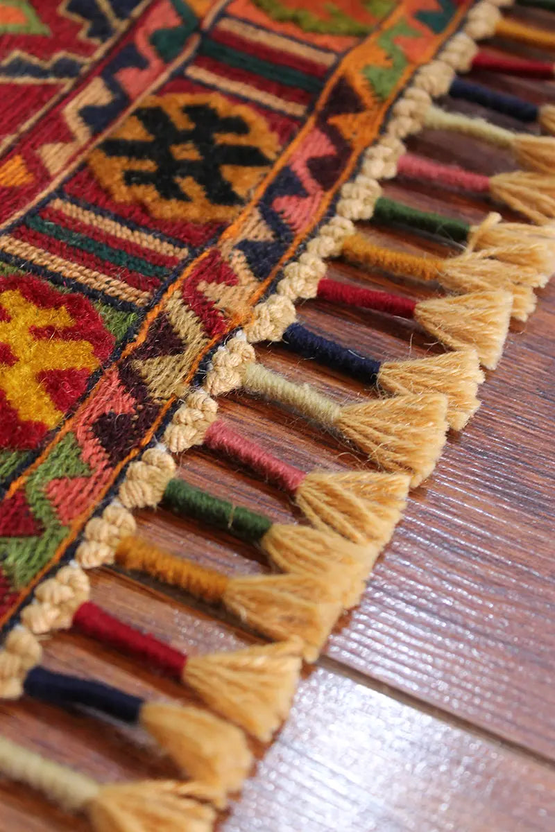 El Dokuma Afgan Berceste Renkli Yün Kilim