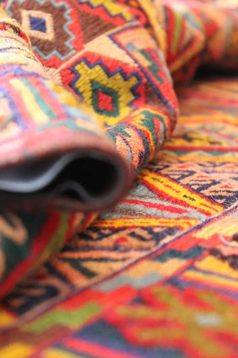 El Dokuma Afgan Berceste Renkli Yün Kilim