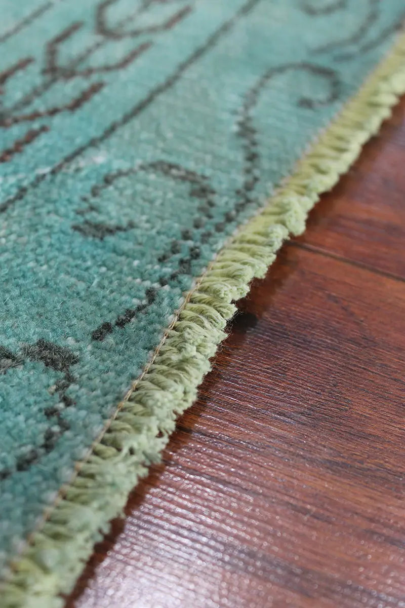 El Dokuma Turkuaz Vintage Halı