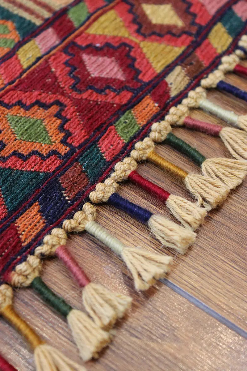 El Dokuma Afgan Berceste Renkli Yün Kilim