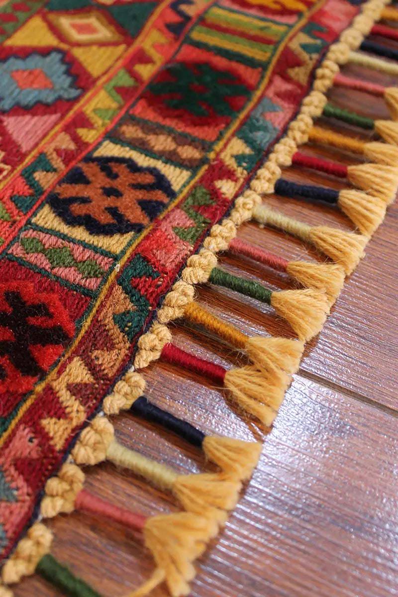 El Dokuma Afgan Berceste Renkli Yün Kilim