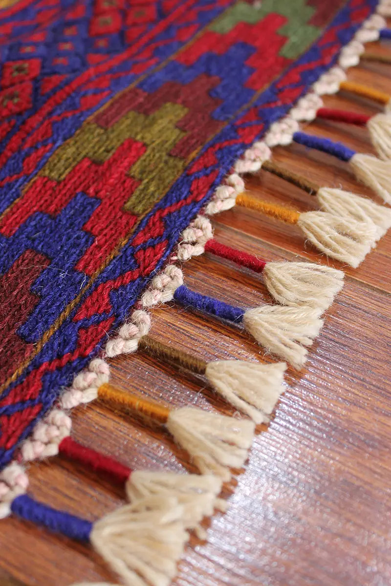 El Dokuma Afgan Berceste Bordo Yün Kilim