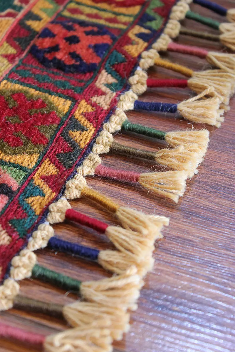 El Dokuma Afgan Berceste Renkli Yün Kilim
