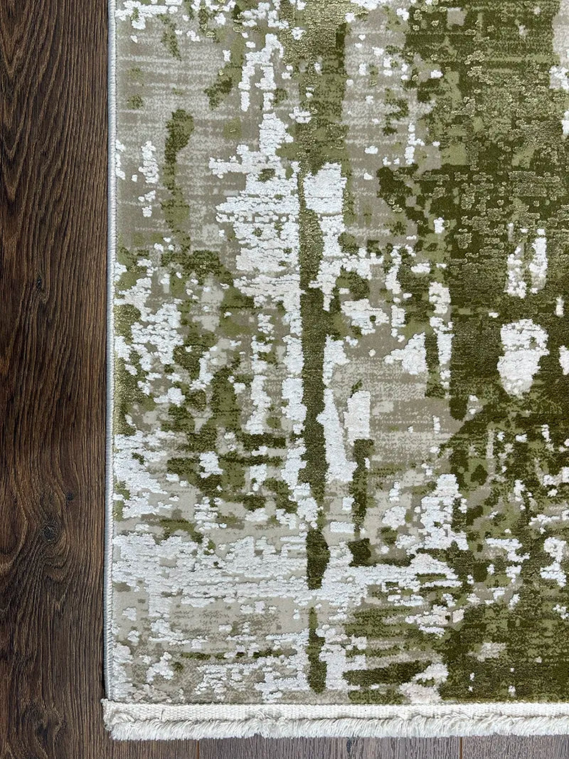 Eskitme Desen Yeşil Bambu Özel Tezgah Halısı