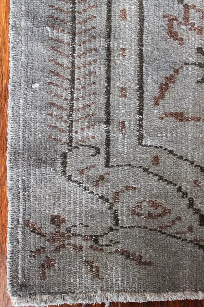 El Dokuma Gri Vintage Halı