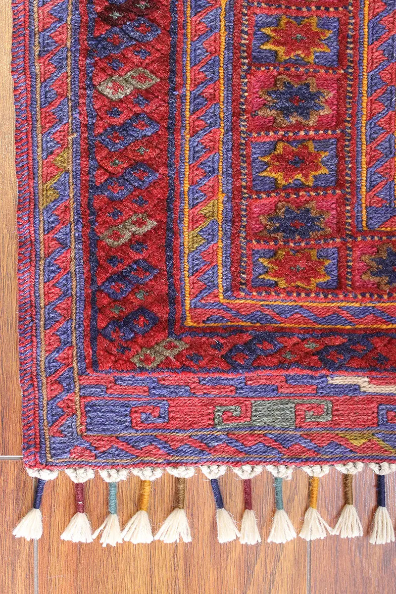 El Dokuma Afgan Berceste Bordo Yün Kilim