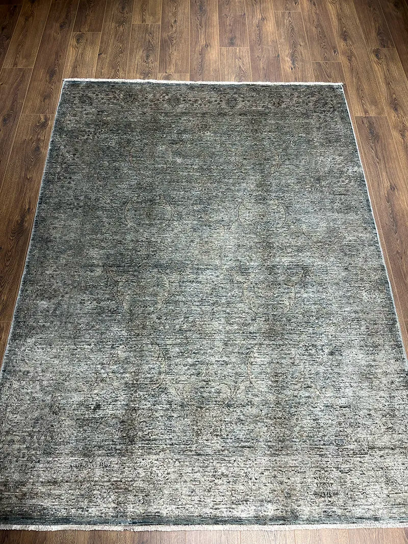 Overdye Serisi Eskitme El Dokuma Yeşil Halı