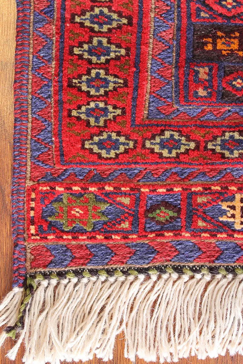 El Dokuma Afgan Berceste Kırmızı Yün Kilim