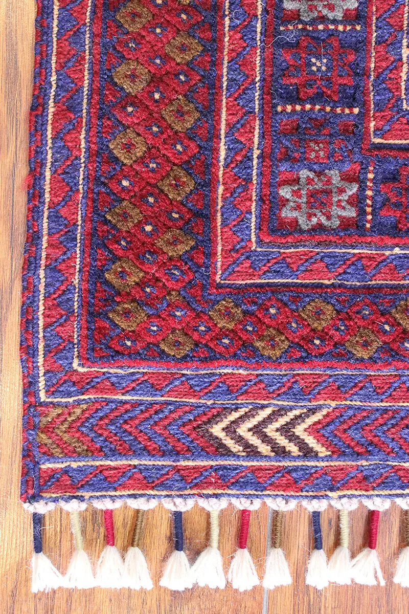 El Dokuma Afgan Berceste Bordo Yün Kilim