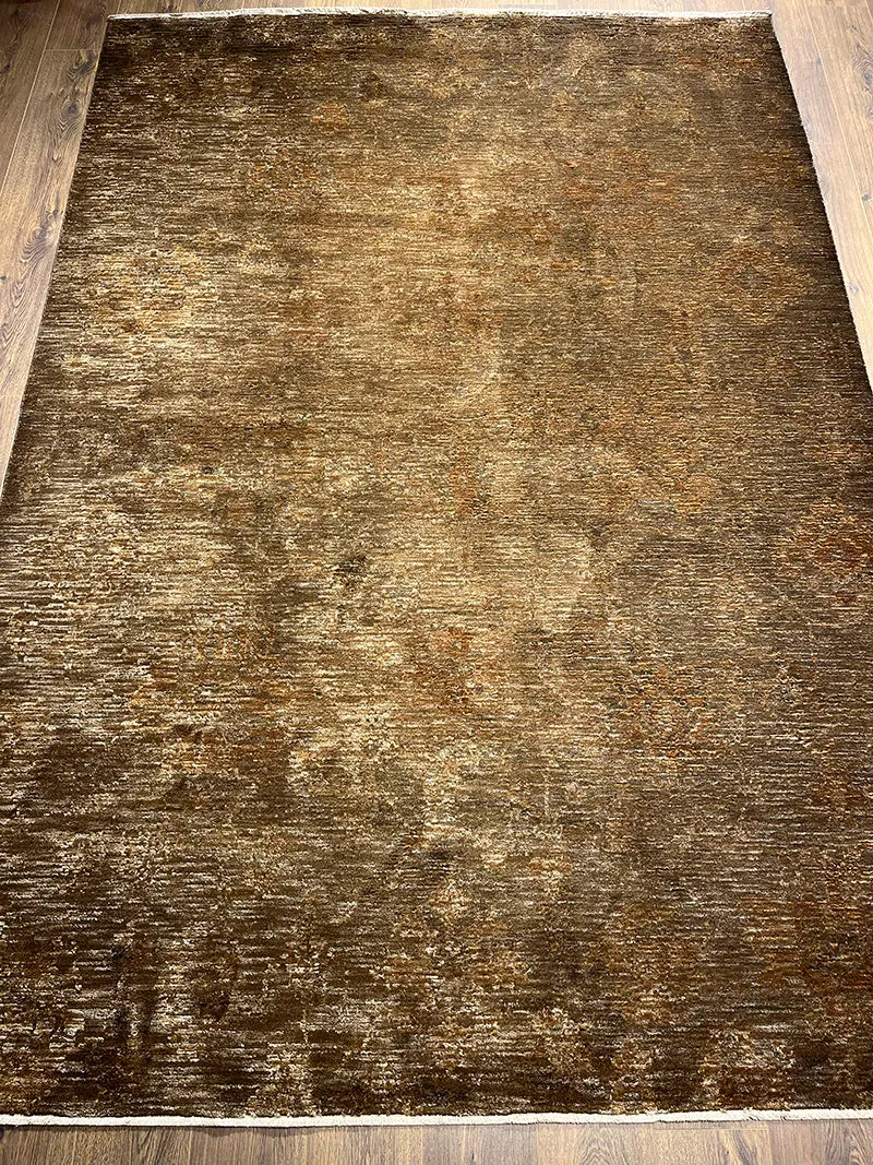 Woolknot Ametist Vintage Desenli Kahve Makine Halısı