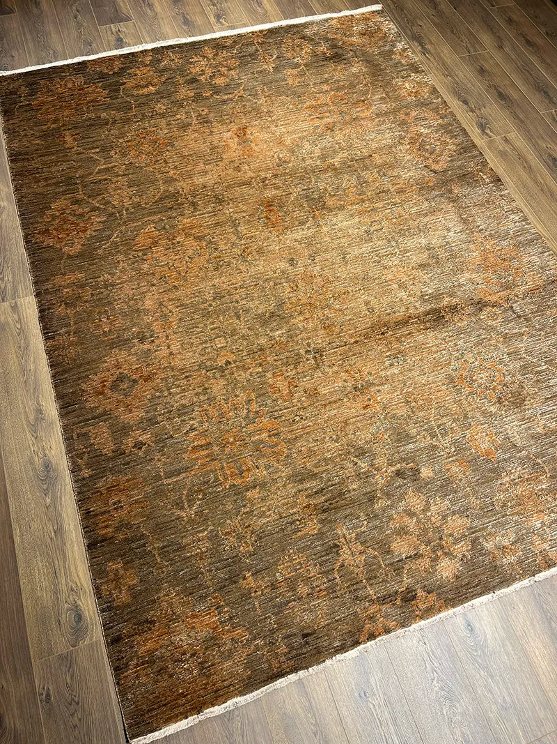 Woolknot Ametist Vintage Desen Kahve Makine Halısı