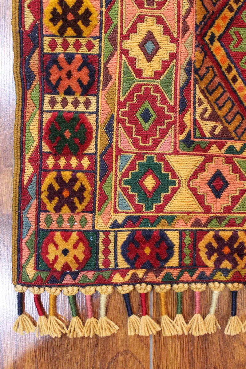 El Dokuma Afgan Berceste Renkli Yün Kilim