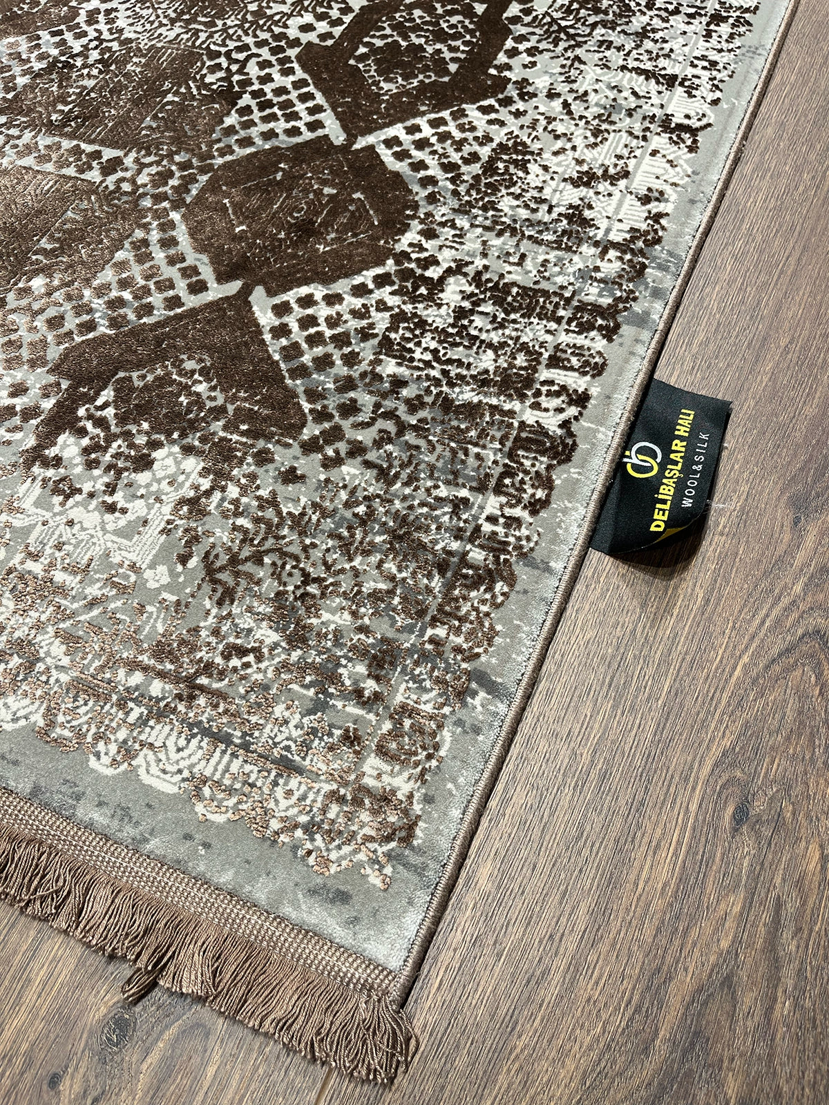 Eskitme Desen Kahve Bambu Özel Tezgah Halısı