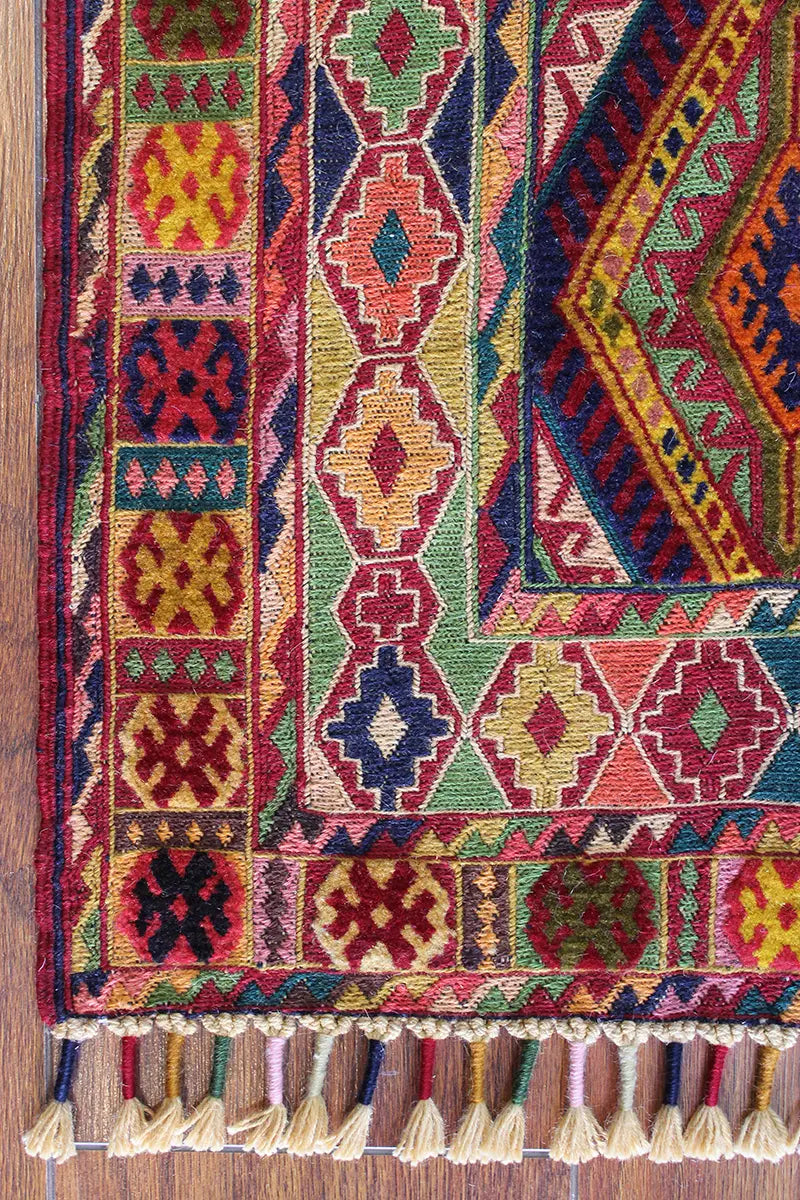 El Dokuma Afgan Berceste Renkli Yün Kilim