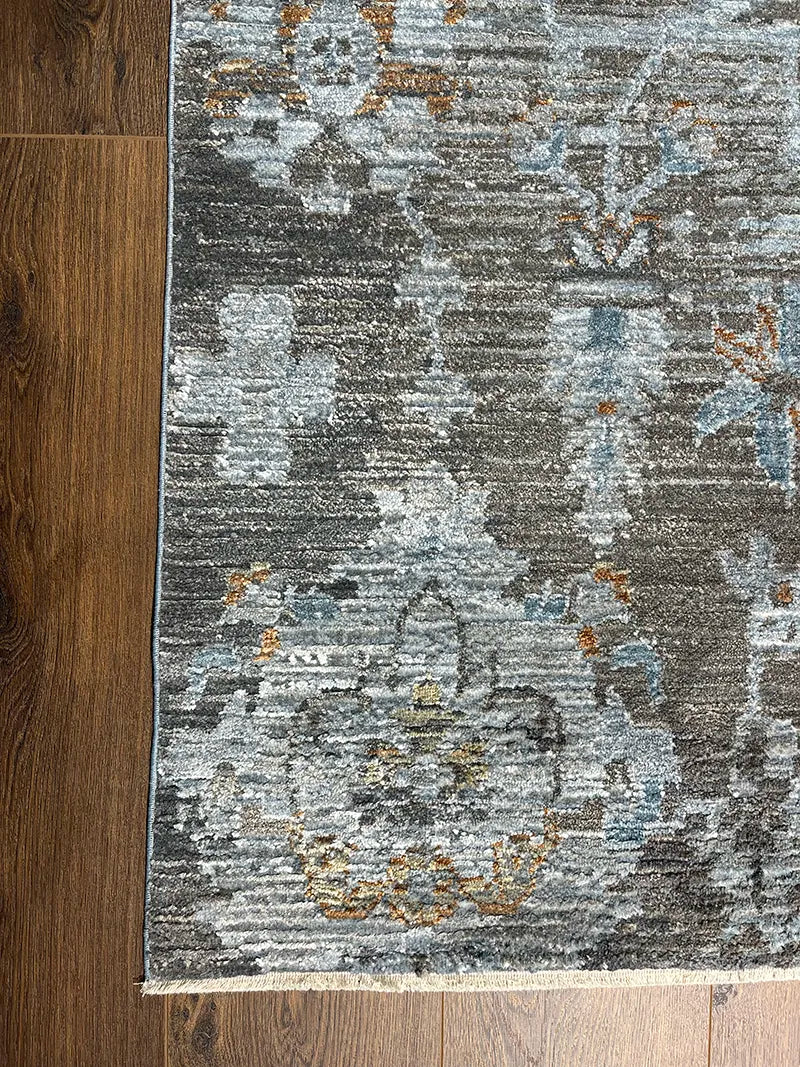 Woolknot Ametist Vintage Desen Mavi Makine Halısı