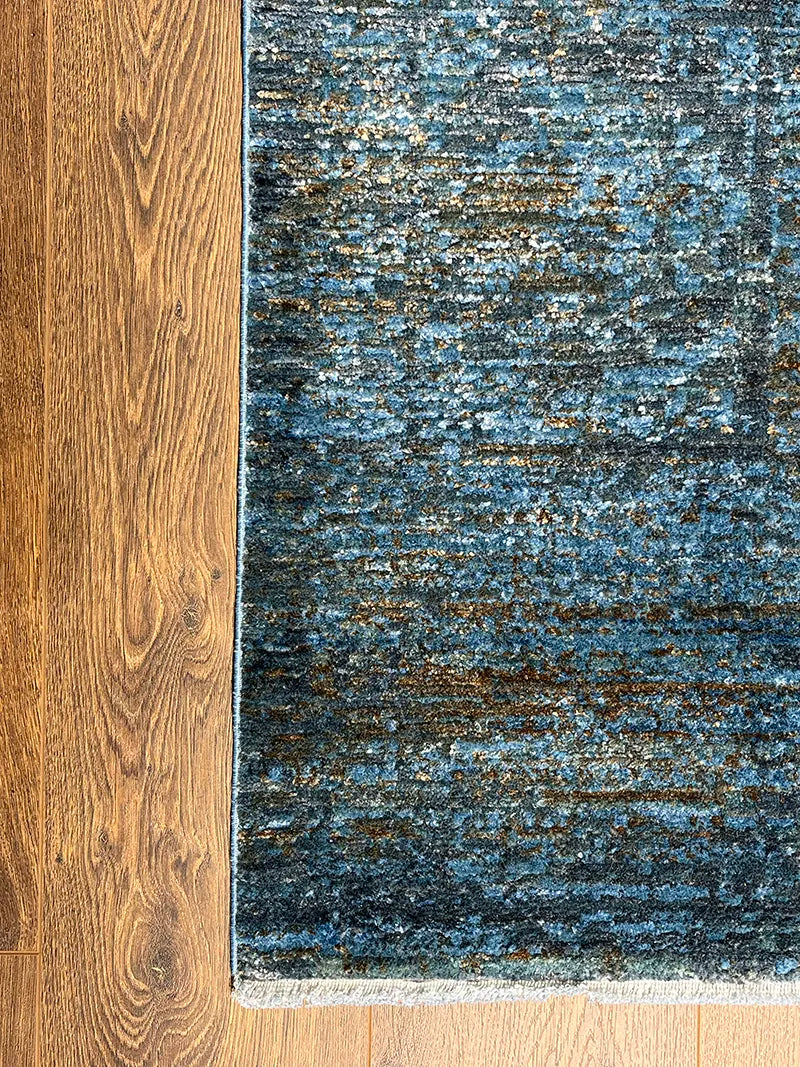 Woolknot Ametist Vintage Desen Mavi Makine Halısı