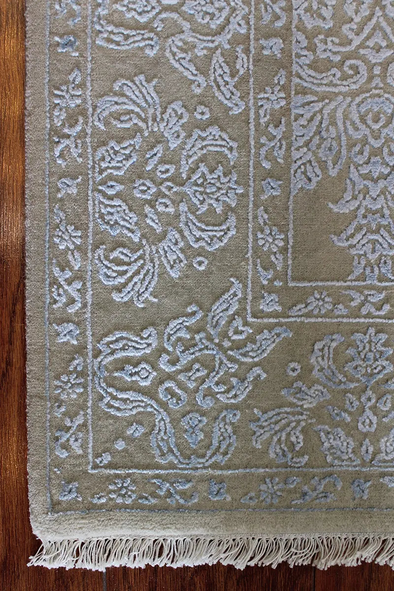 El Dokuma Mavi Uşak Desenli Yün Halı