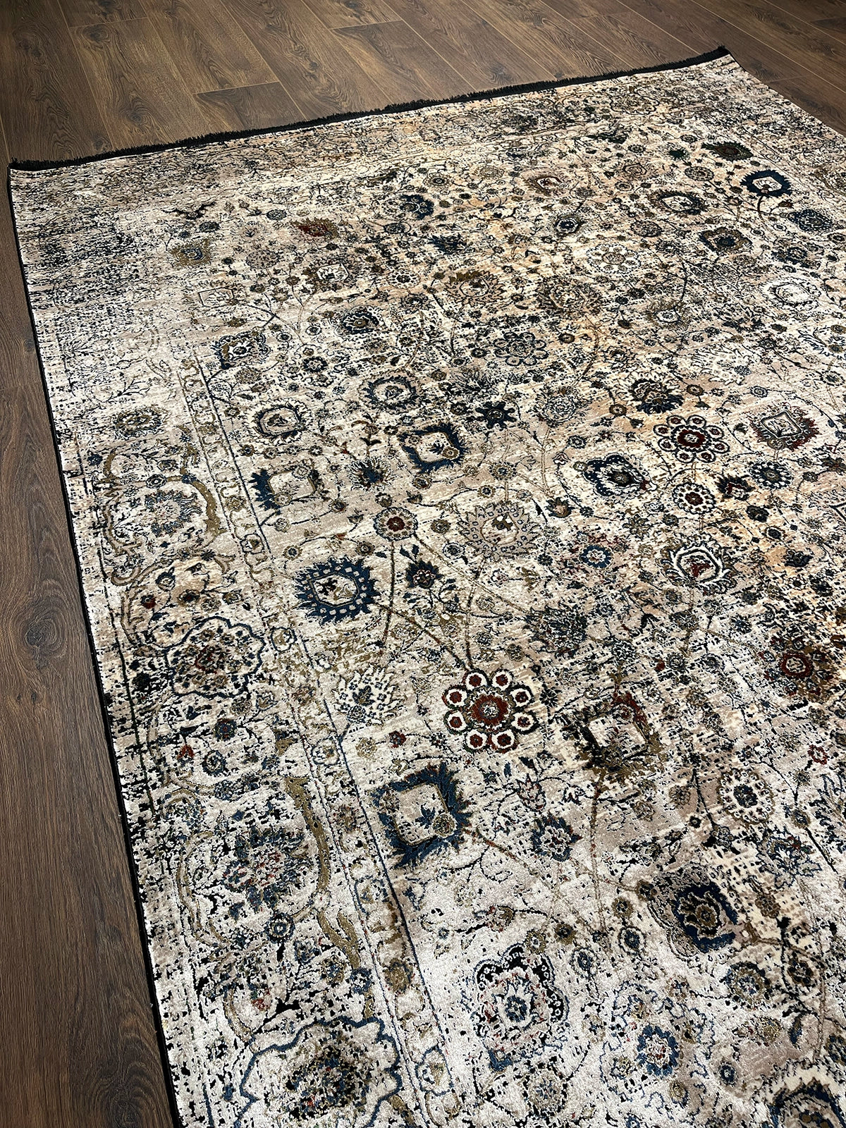 Pietra Serisi Etnik Desenli Bej Bambu Özel Tezgah Halısı