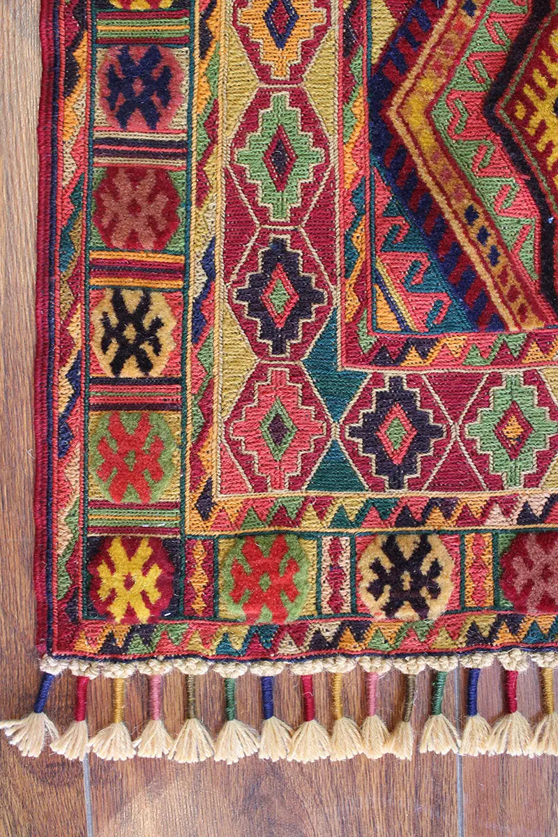 El Dokuma Afgan Berceste Renkli Yün Kilim