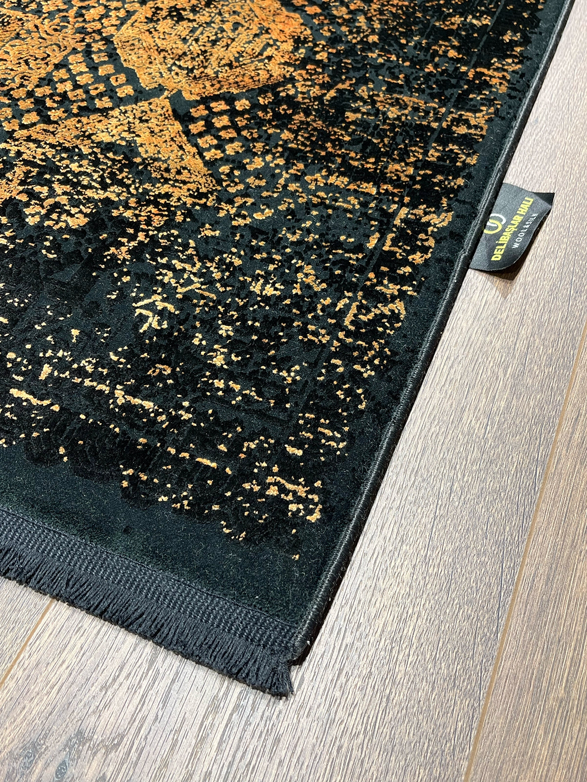 Eskitme Desen Sarı Bambu Özel Tezgah Halısı