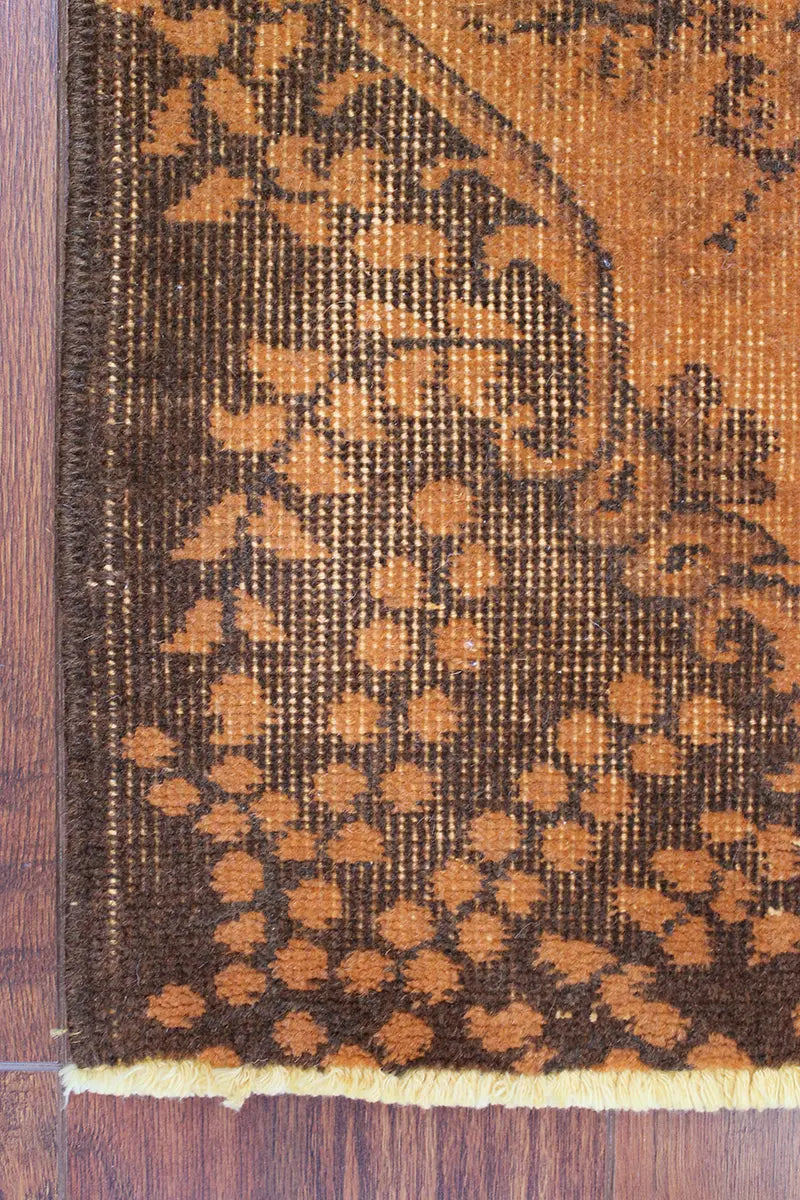 El Dokuma Turuncu Vintage Halı