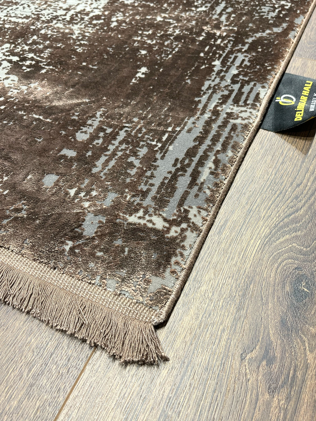 Eskitme Desen Kahve Bambu Özel Tezgah Halısı