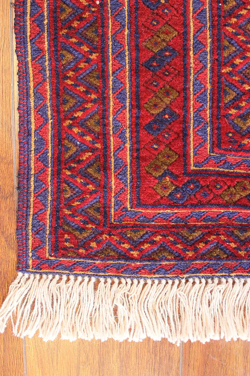 El Dokuma Afgan Berceste Bordo Yün Kilim