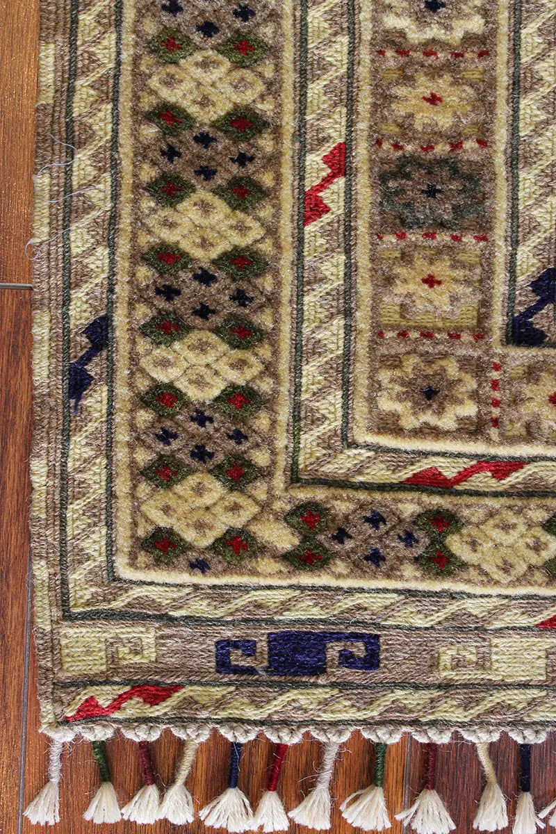 El Dokuma Afgan Berceste Bej Yün Kilim