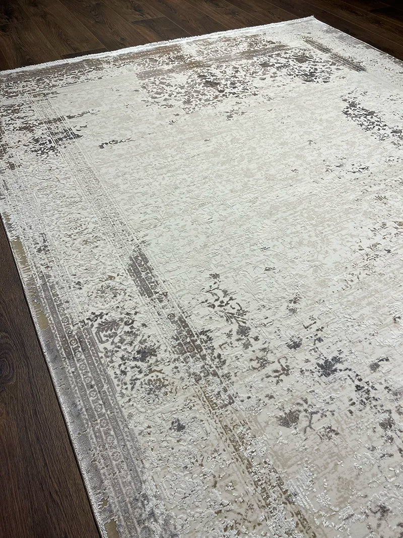 Olimpos Serisi Eskitme Desen Bej Bambu Özel Tezgah Halısı