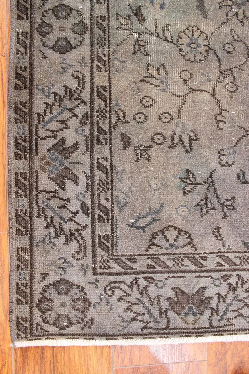 El Dokuma Gri Vintage Halı