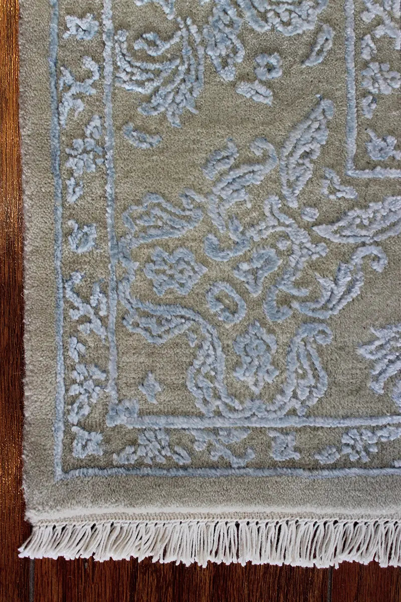 El Dokuma Mavi Uşak Desenli Yün Halı