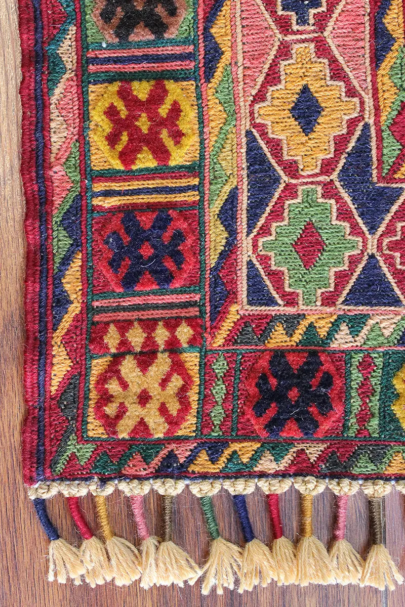 El Dokuma Afgan Berceste Renkli Yün Kilim