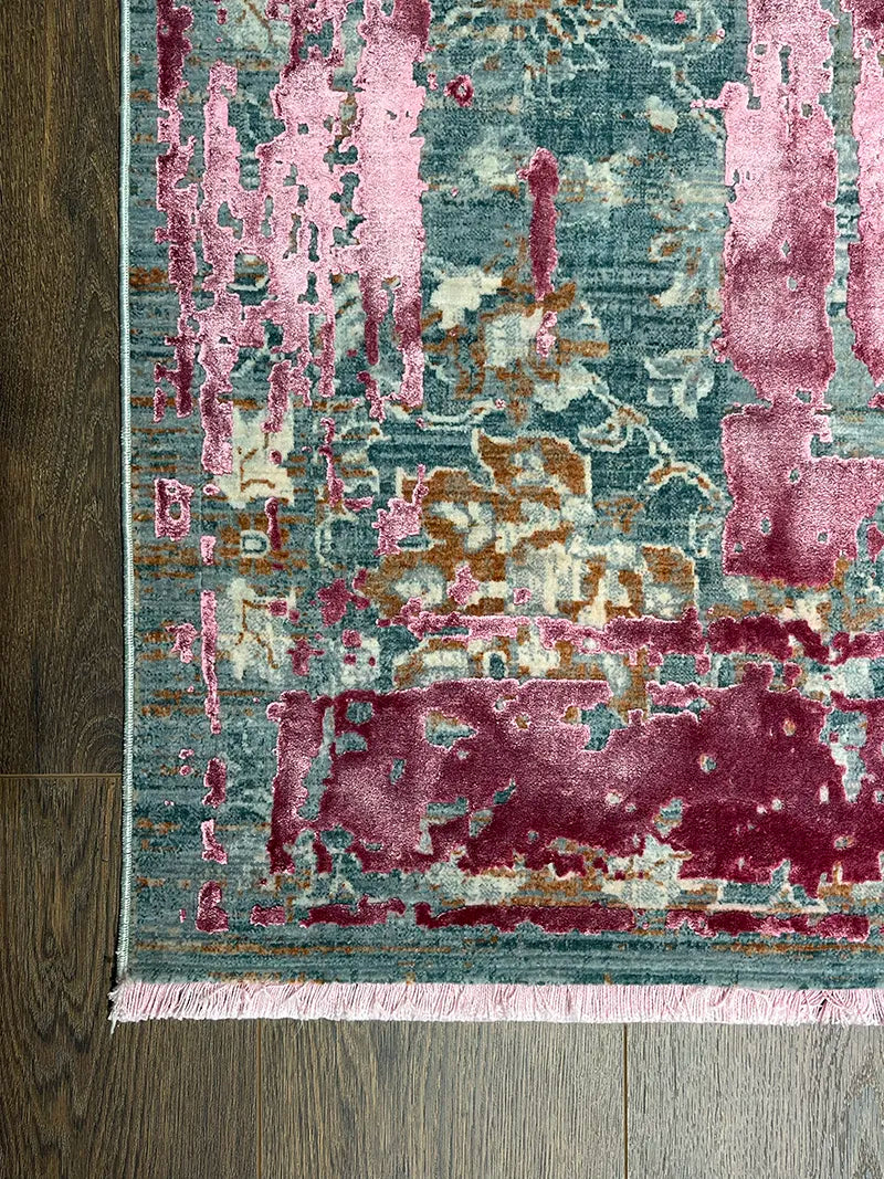 Uşak Desenli Pembe Bambu Özel Tezgah Halısı