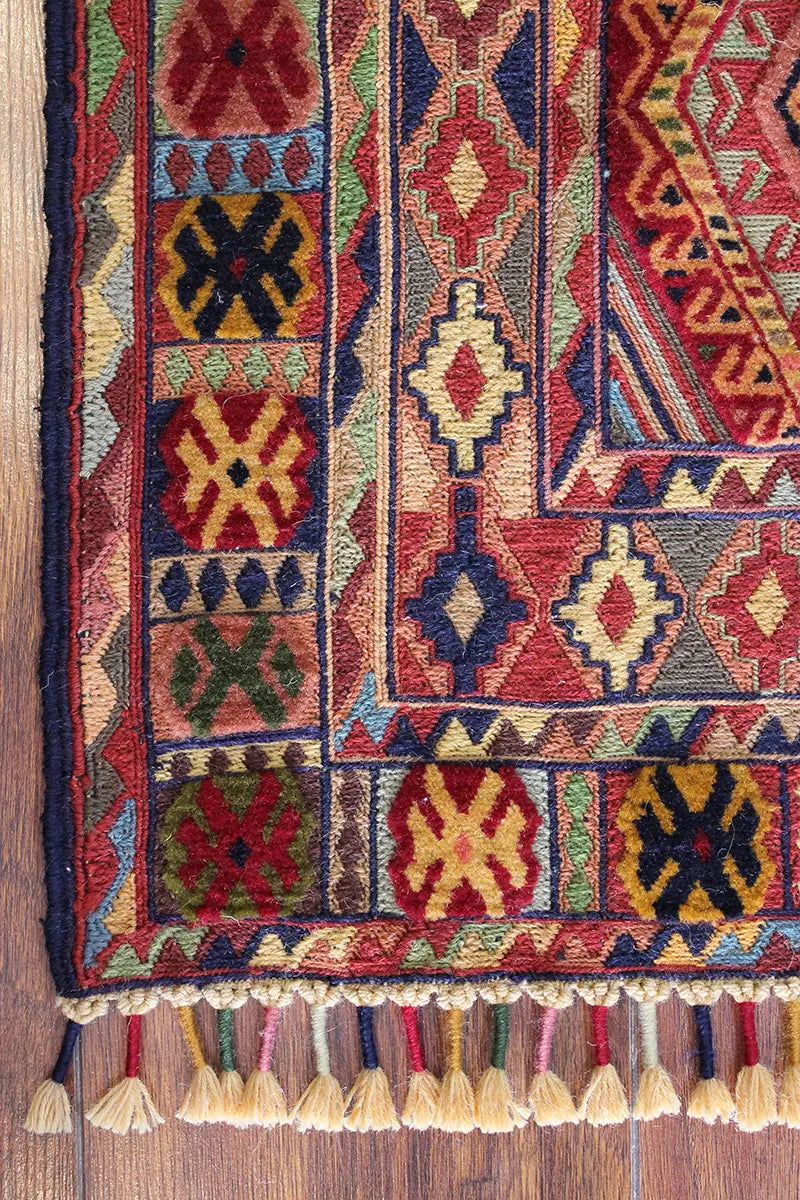 El Dokuma Afgan Berceste Renkli Yün Kilim