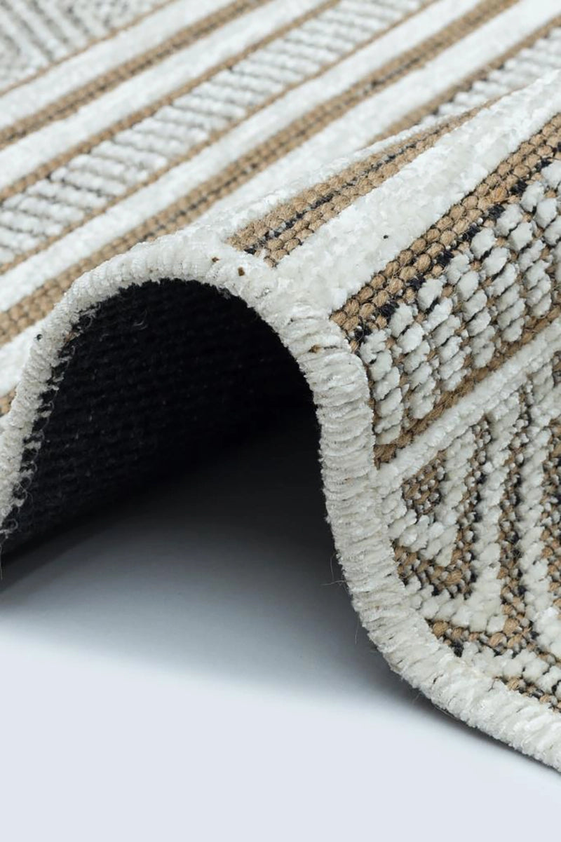 Apex Gloria 4001 Jüt Dokuma Ekru Makine Dokuması Kilim